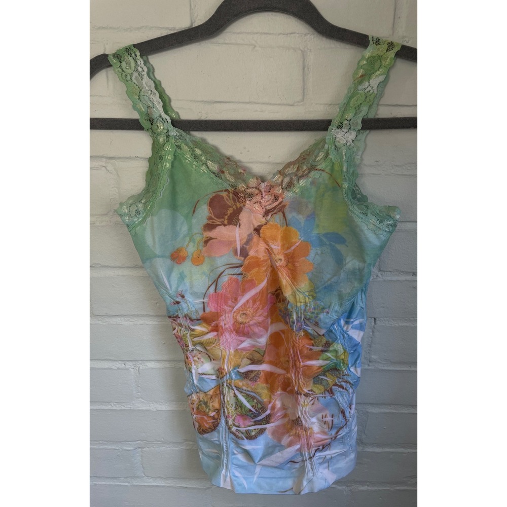 F&F Vintage Lace Trim Babydoll Popcorn Scrunch Y2K Fairycore Camisole Grunge